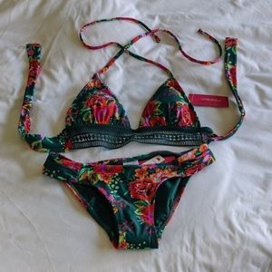 NWT Emerald Green Floral Bikini